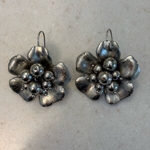 Silver Floral Earrings